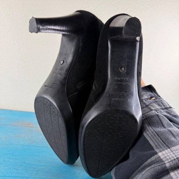 AQUATALIA Women's Black Suede Side Zip Heeled Ankle Booties 9 - Picture 8 of 9